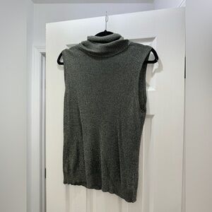 L'AGENCE Silver/Gold Sleeveless Turtleneck Top